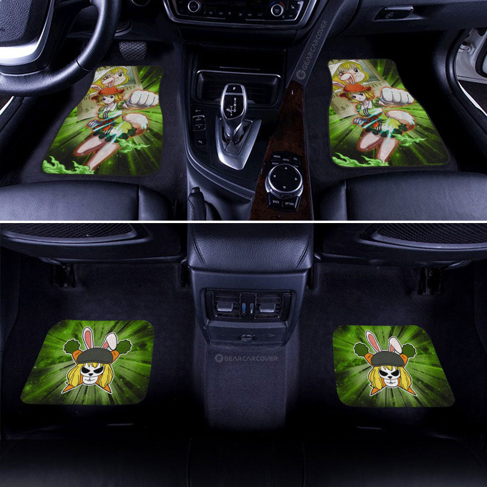 One Piece Car Mats Carrot With Wanted Poster Graphic Car Floor Mats Green