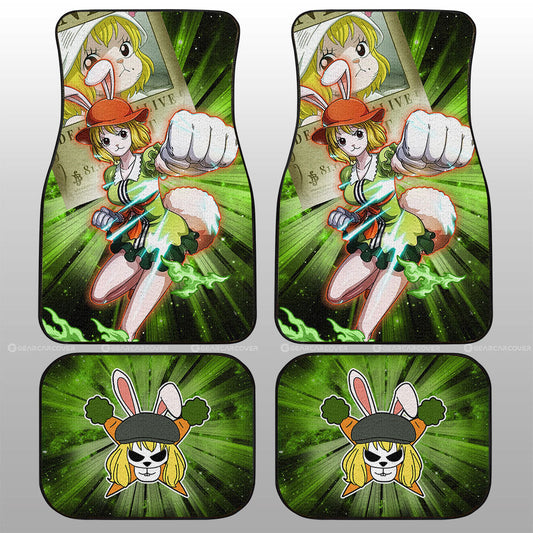 One Piece Car Mats Carrot With Wanted Poster Graphic Car Floor Mats Green