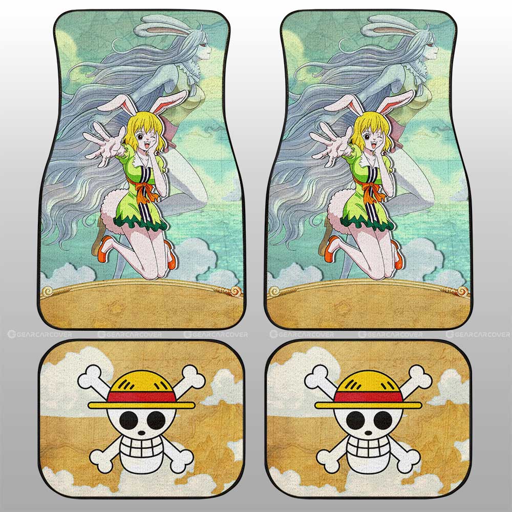 One Piece Car Mats Cute Young Carrot Jolly Roger Symbol Car Floor Mats Green Yellow