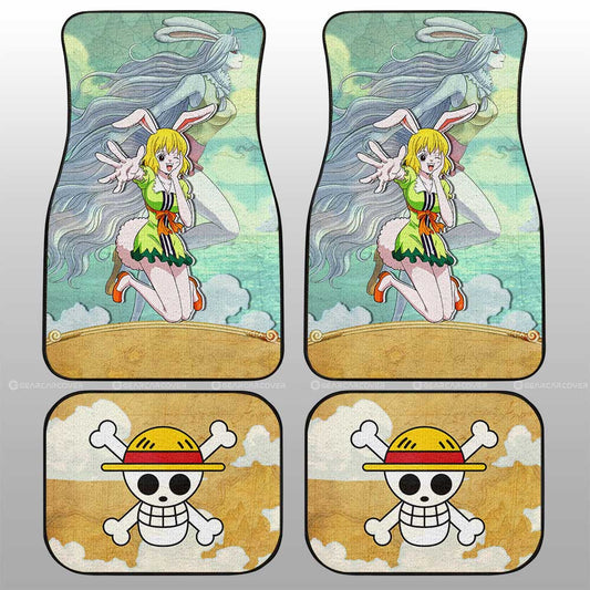 One Piece Car Mats Cute Young Carrot Jolly Roger Symbol Car Floor Mats Green Yellow