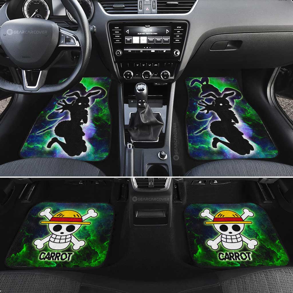 One Piece Car Mats Carrot Silhoutte Jolly Roger Pattern Galaxy Car Floor Mats Green