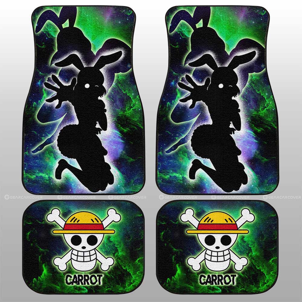 One Piece Car Mats Carrot Silhoutte Jolly Roger Pattern Galaxy Car Floor Mats Green