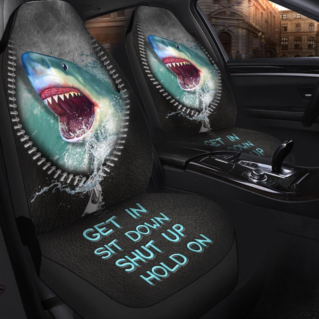 Shark Car Seat Covers Shark Get In Sit Down Shut Up Seat Covers Black