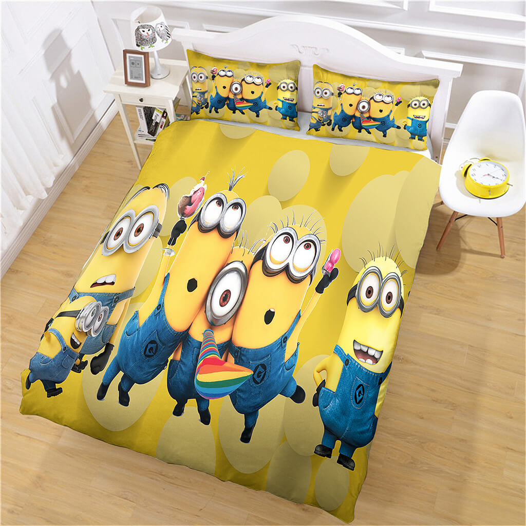 Minions Bedding Set All Minions Celebration Graphic Duvet Covers Yellow Unique Gift