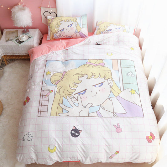 Sailor Moon Bedding Set Usagi Sailor Moon Normal Clothes Duvet Covers Pink Unique Gift