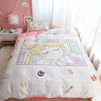 Sailor Moon Bedding Set Usagi Sailor Moon Normal Clothes Duvet Covers Pink Unique Gift