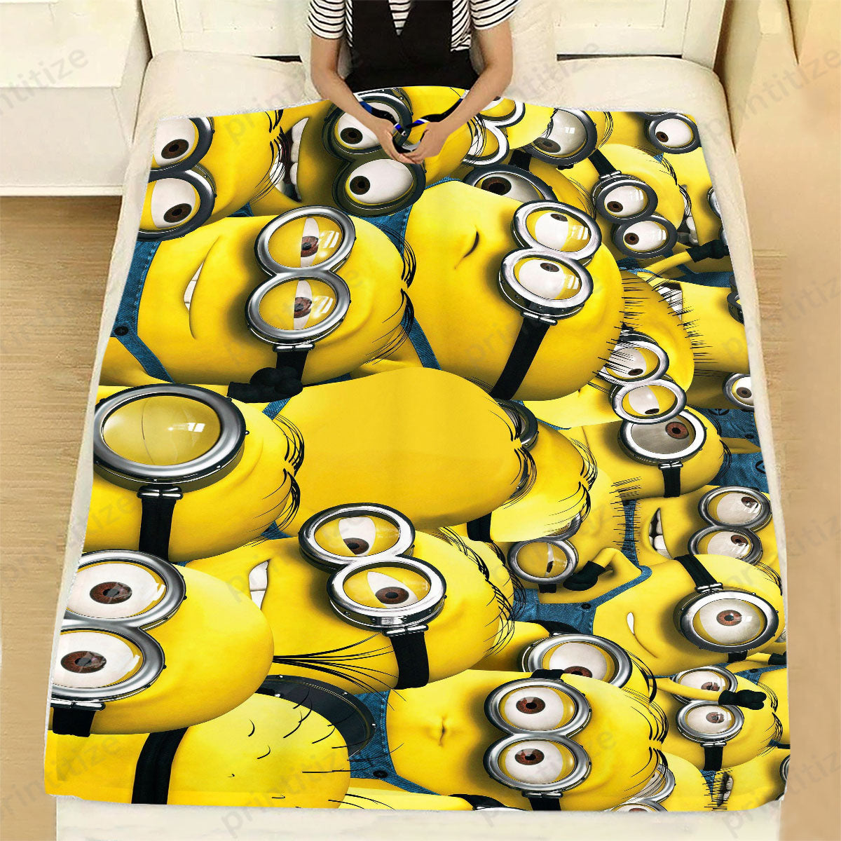 Minions Blanket Despicable Me All Of Minions Pattern Blanket Yellow Blue