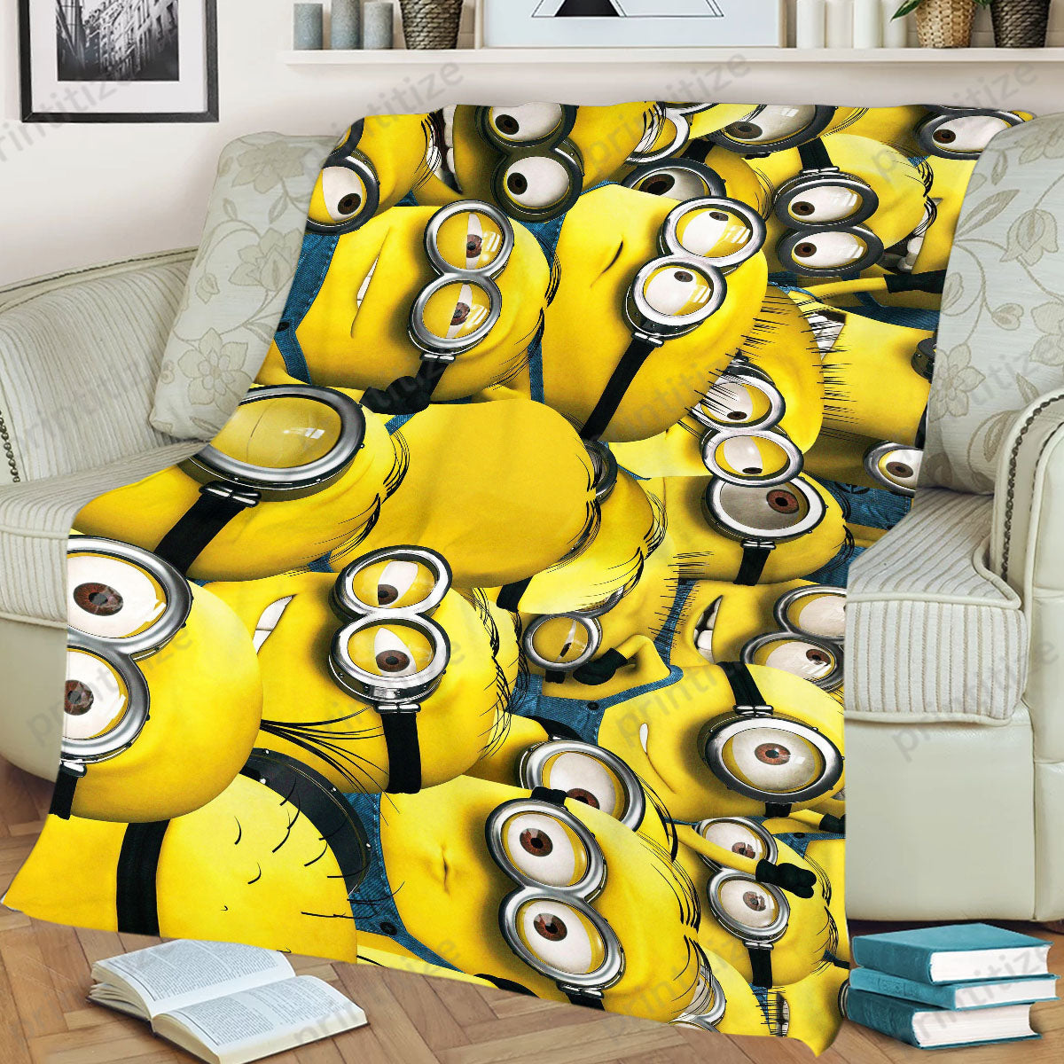 Minions Blanket Despicable Me All Of Minions Pattern Blanket Yellow Blue