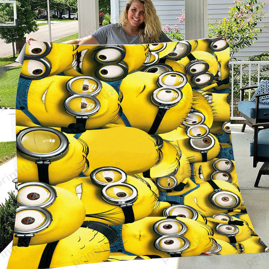 Minions Blanket Despicable Me All Of Minions Pattern Blanket Yellow Blue
