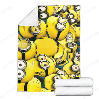 Minions Blanket Despicable Me All Of Minions Pattern Blanket Yellow Blue