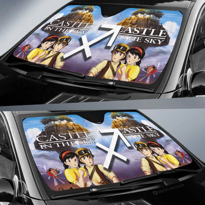 SGhibli Car Sun Shade Castle In The Sky Graphic Winshield Sun Shade Colorful