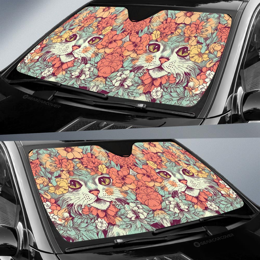 Cat Floral Car Sunshade Custom Car Accessories