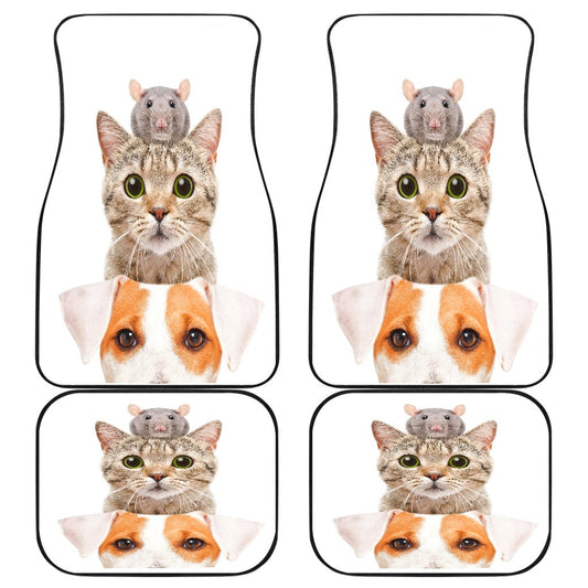 Dog Car Floor Mats Cute Dog Carries Cat And Mouse Car Mats Cat Car Mats