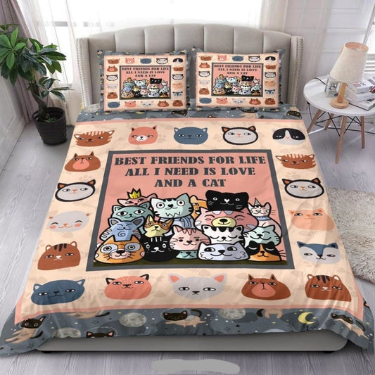 Cat Bedding Set Cat Best Friend For Life Duvet Covers Colorful Unique Gift