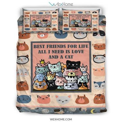 Cat Bedding Set Cat Best Friend For Life Duvet Covers Colorful Unique Gift