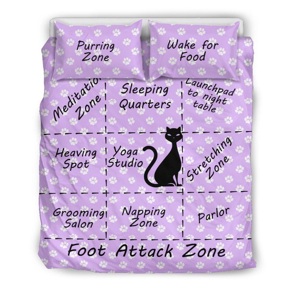 Cat Bedding Set Purring Zone Wake For Food Duvet Covers Pink Unique Gift