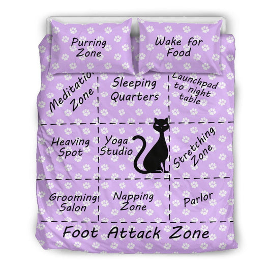 Cat Bedding Set Purring Zone Wake For Food Duvet Covers Pink Unique Gift