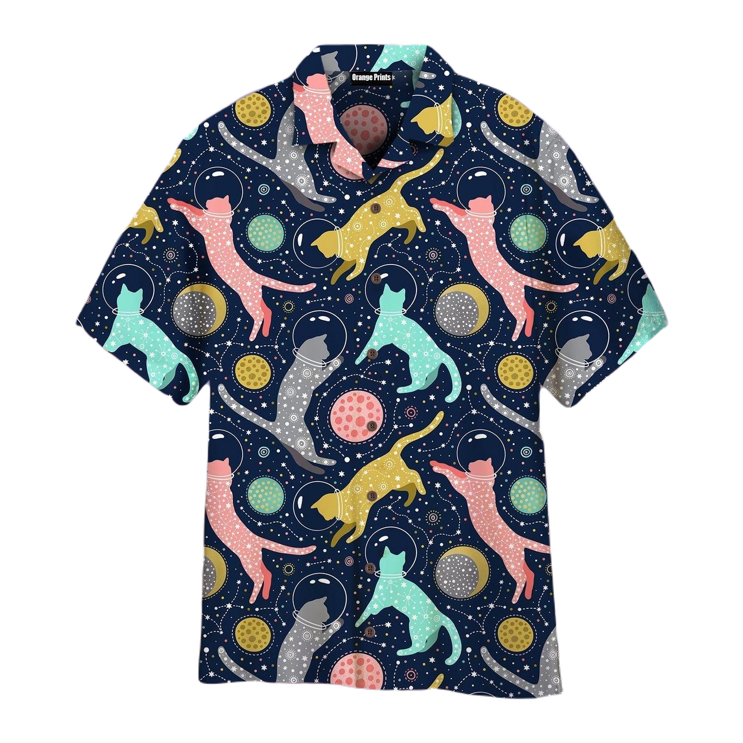 Cat Hawaii Shirt Cats Space Cosmic Planet Pattern Hawaiian Shirt Colorful Unisex