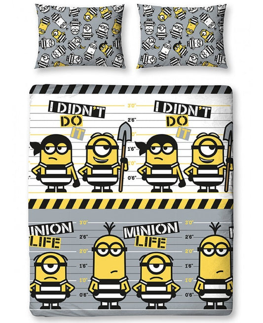 Minions Bedding Set Minion Life I Didn't Do It Pattern Duvet Covers White Gray Unique Gift