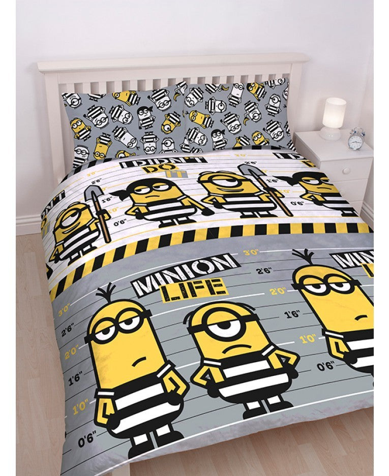 Minions Bedding Set Minion Life I Didn't Do It Pattern Duvet Covers White Gray Unique Gift