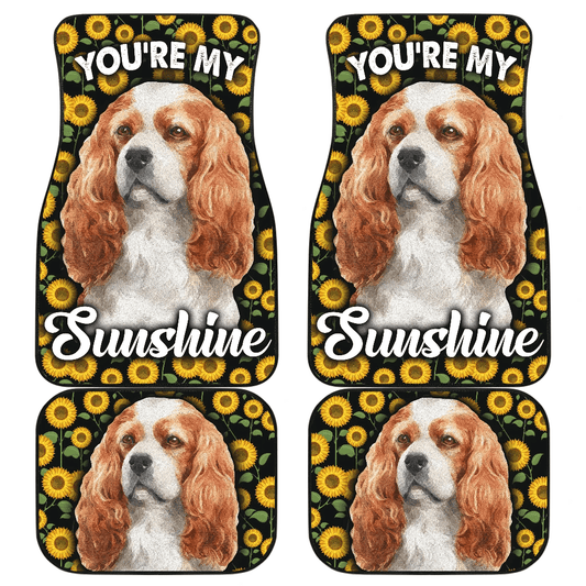 Dog Car Floor Mats Cavalier King Charles Spaniel Dog Sunflower Car Mats