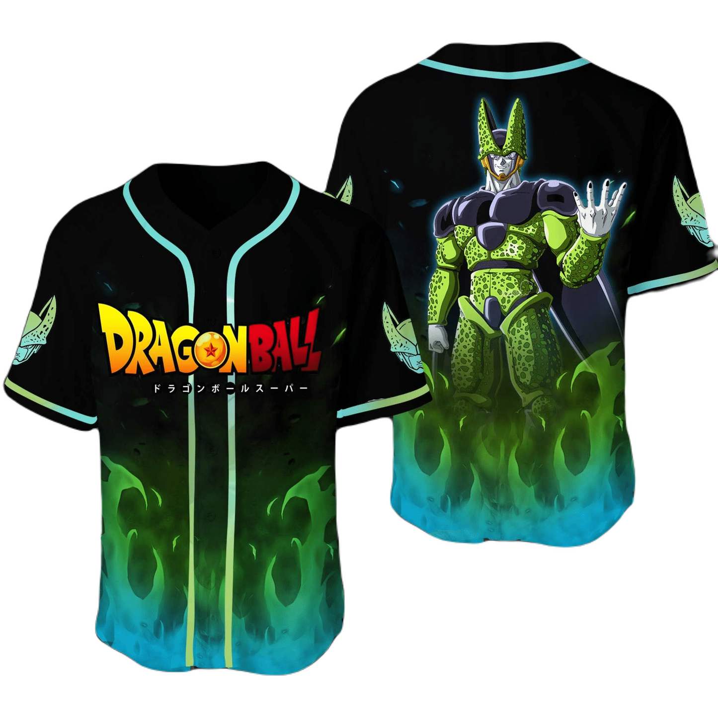 Dragon Ball Baseball Jersey Cell Fire Dragon Ball Jersey Shirt Green Black Unisex Adult New Release