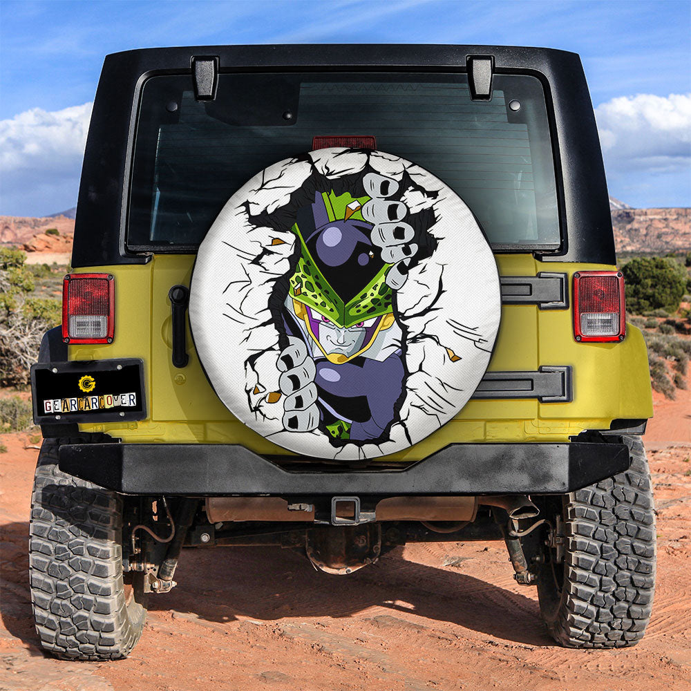 Dragon Ball Spare Tire Cover Dragon Ball Cell Breaks The Wall Tire Covers White Green