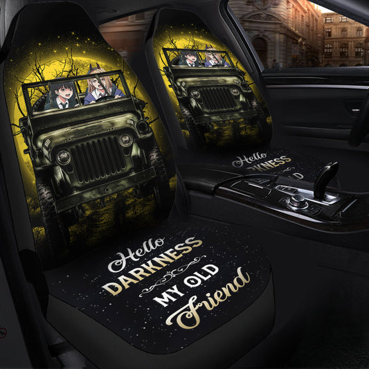 Chainsaw Man Ride Jeep Funny Anime Moonlight Halloween Car Seat Covers