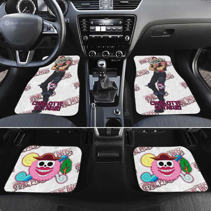 One Piece Car Mats Charlotte Katakuri Jolly Roger Symbol Car Floor Mats White Pink