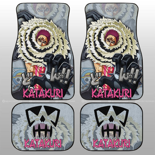 One Piece Car Mats One Piece Charlotte Katakuri Graphic Car Floor Mats White Gray