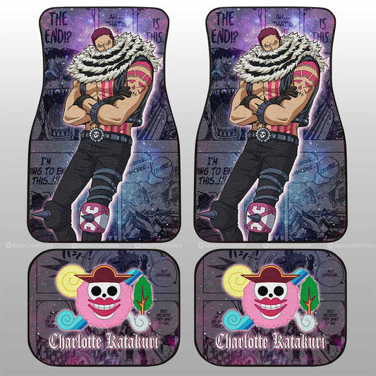 One Piece Car Mats Charlotte Karakuri Graphic Jolly Roger Symbol Galaxy Car Floor Mats Colorful
