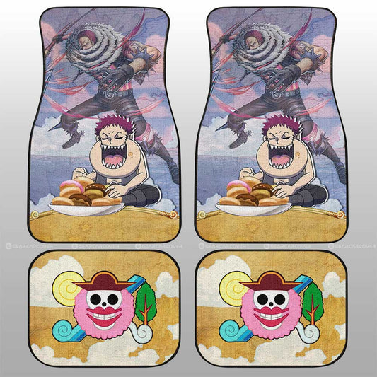 One Piece Car Mats Cute Young Charlotte Katakuri Jolly Roger Symbol Car Floor Mats Colorful