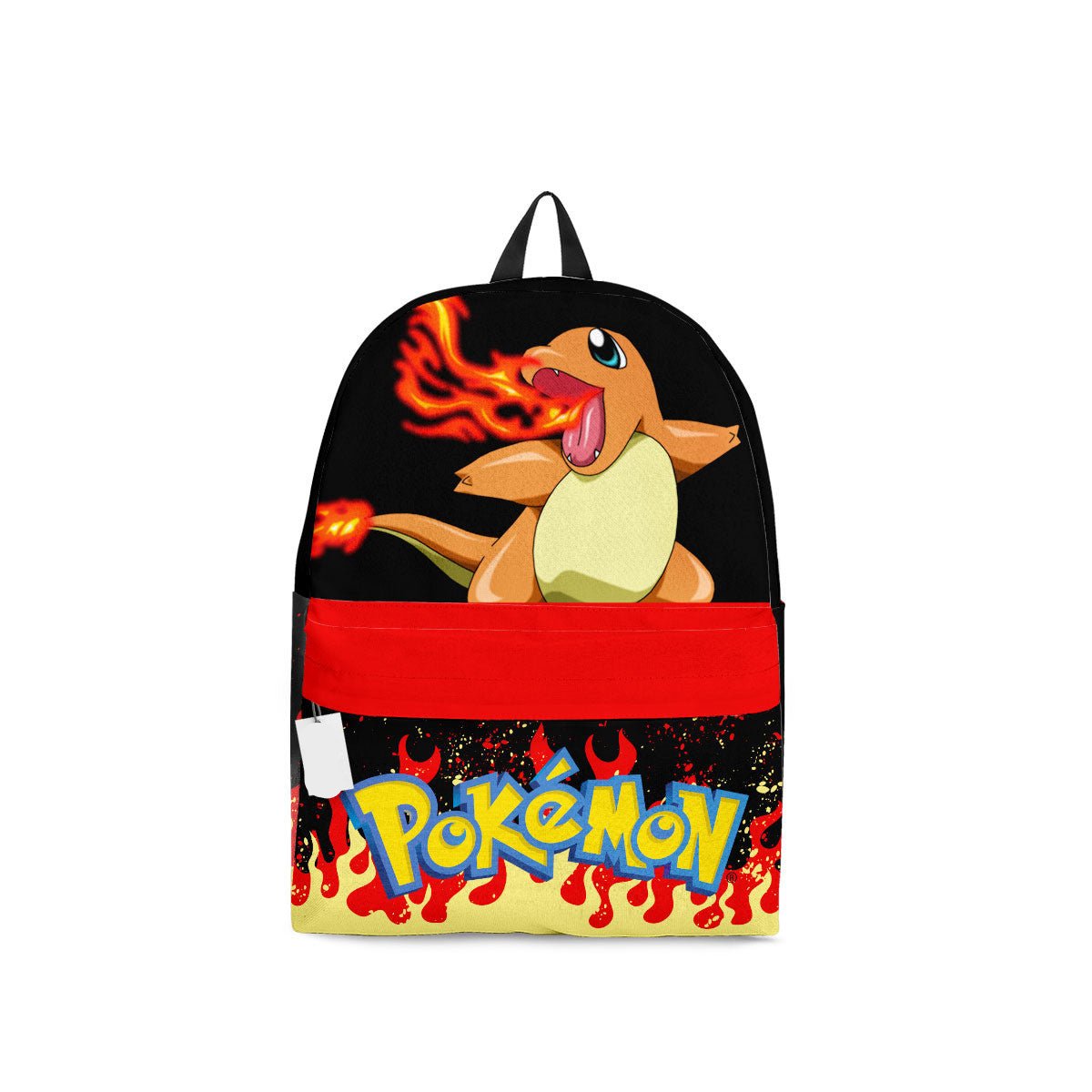 PKM Backpack Charmander PKM Fire Pattern Backpacks Black Red