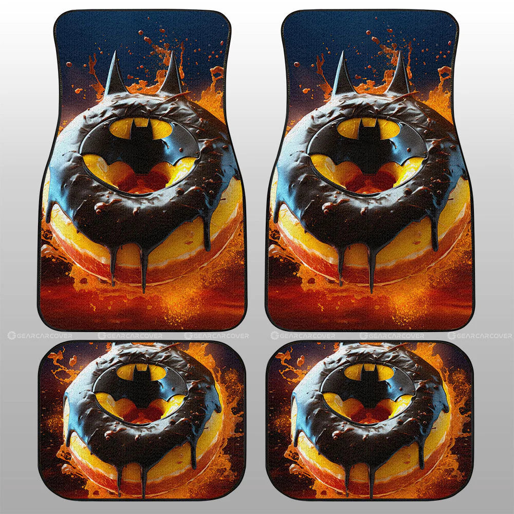 Batman Car Mats DC Yummy Chocolate Batman Donuts Car Floor Mats Black Orange