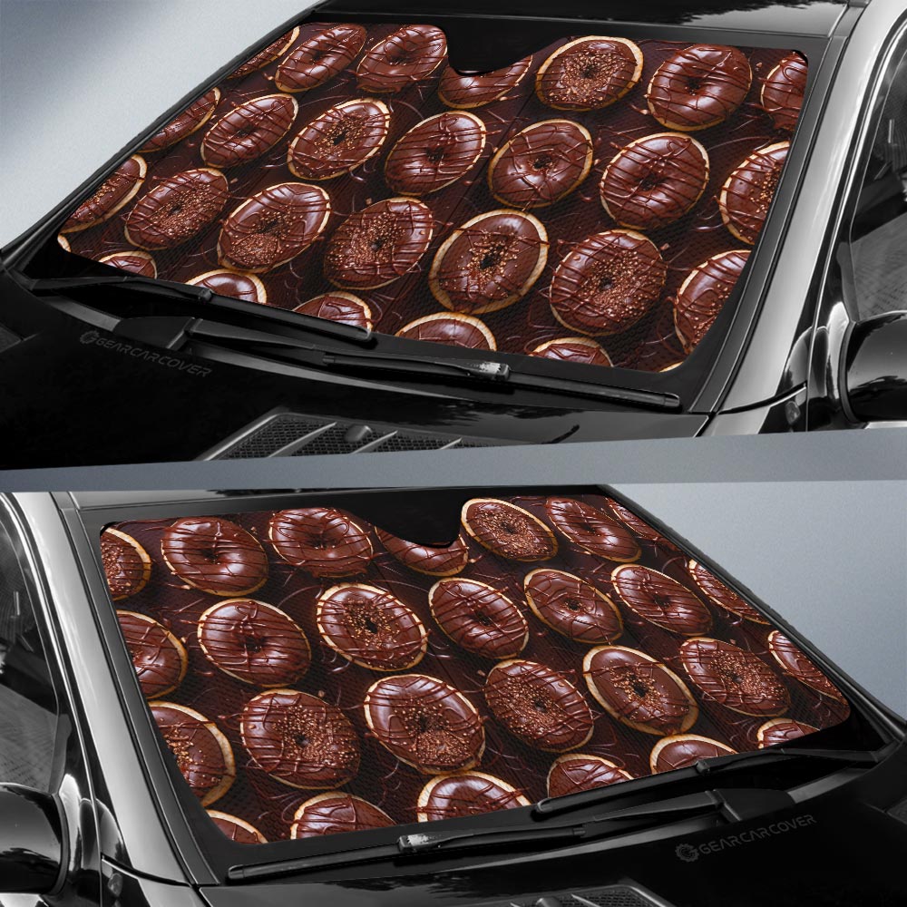 Chocolate Donuts Car Sunshade Custom Girly Pattern Car Accessories