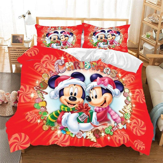 MM Bedding Set DN MM And Minnie Christmas Candy Wreath Duvet Covers Red Unique Gift