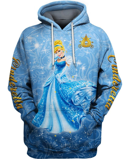 DN Hoodie DN Princess Cinderella In Ball Gown Graphic Hoodie Blue Unisex