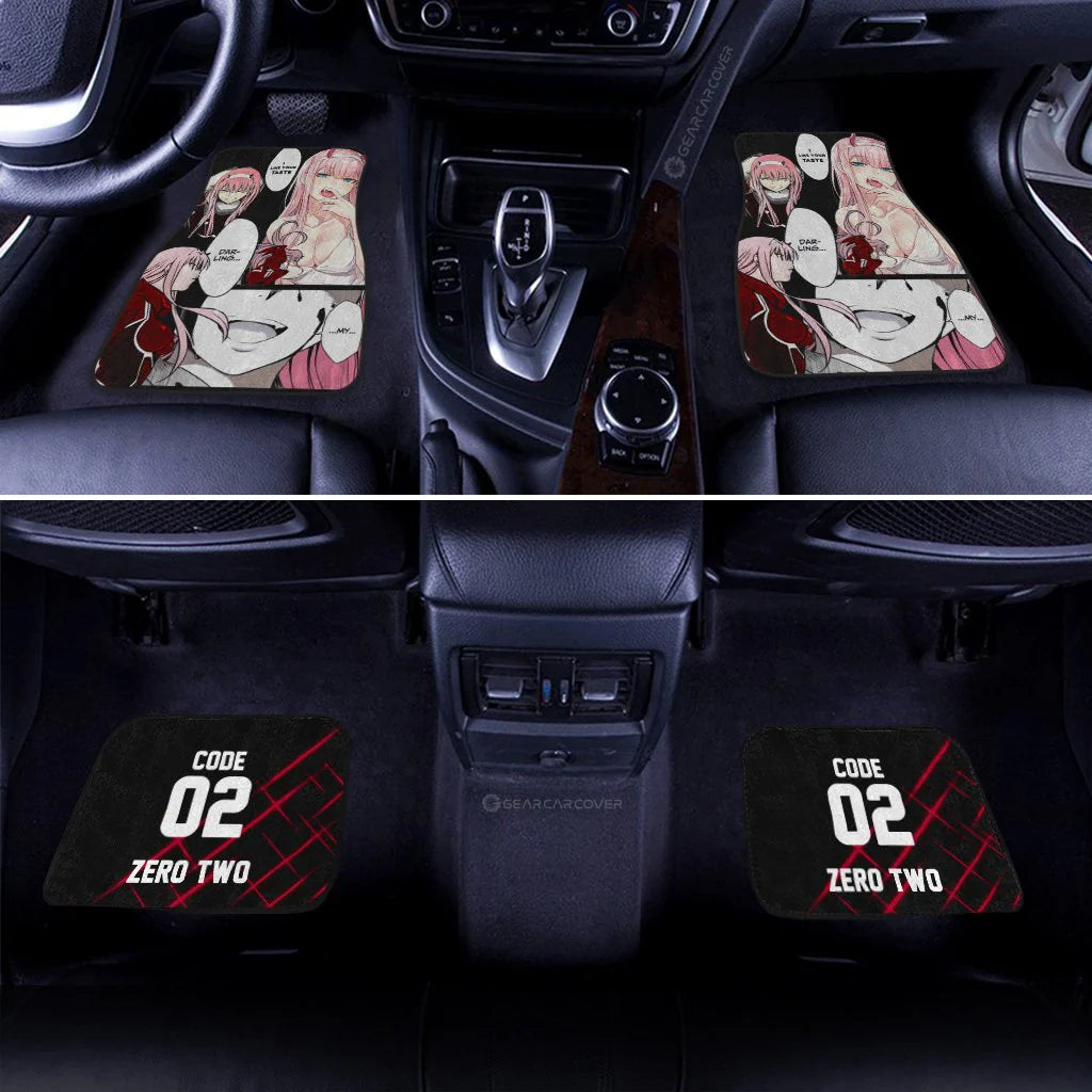 Darling In The Franxx Car Mats Zero Two I Like Your Taste Darling Car Floor Mats Red Pink