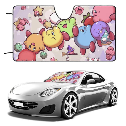 Kirby Car Sun Shade Kirby All Versions Graphic Winshield Sun Shade Colorful