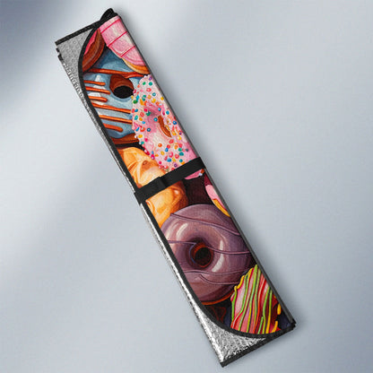 Colorful Mixed Donuts Car Sunshade Custom Girly Pattern Car Accessories