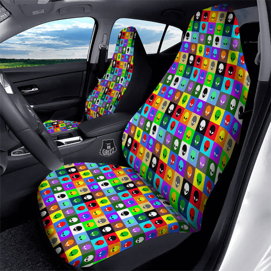 Alien Car Seat Covers Retro Alien Face Pattern Seat Covers Colorful