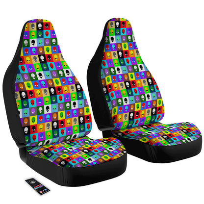 Alien Car Seat Covers Retro Alien Face Pattern Seat Covers Colorful