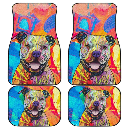 Dog Car Floor Mats Pretty Pitbulls Dog Art Graphic Colorful Car Mats