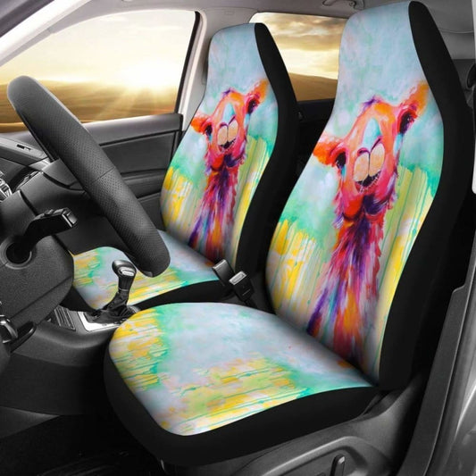 Llama Car Seat Covers Cute Llama Watercolor Art Seat Covers Colorful