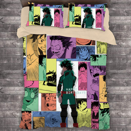 My Hero Academia Bedding Set Happy Birthday Midoriya Izuku Duvet Covers Colorful Unique Gift