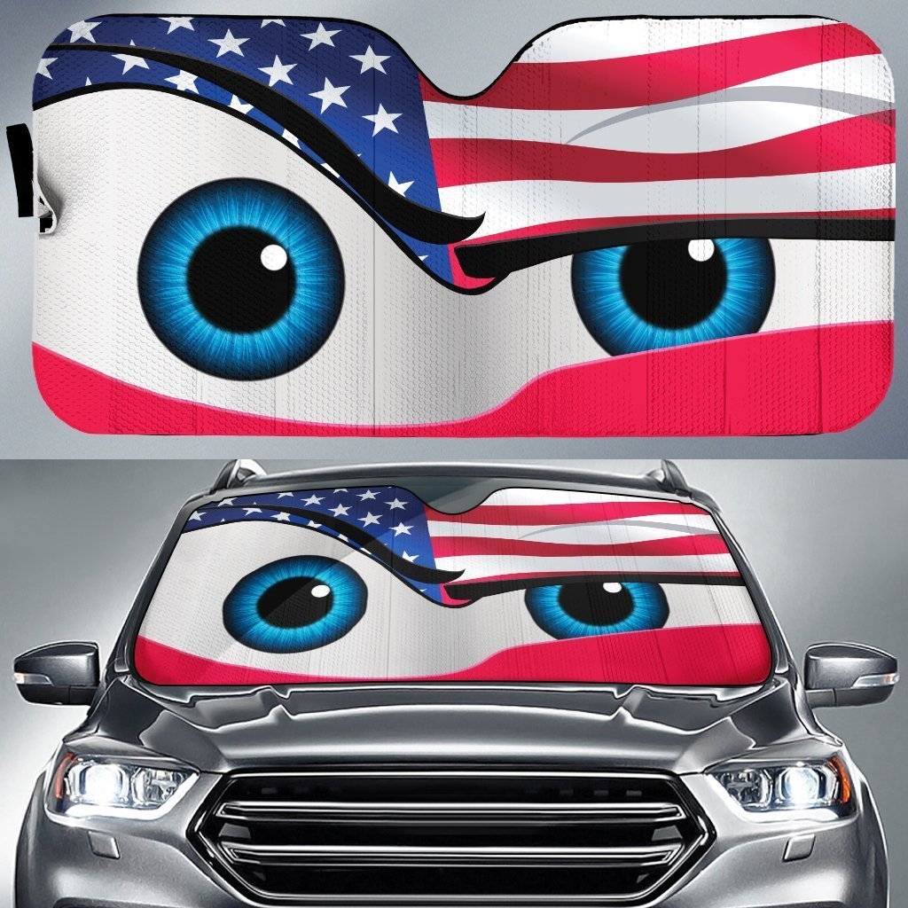 Cool Car Eyes Sun Shade Custom US Flag Car Accessories