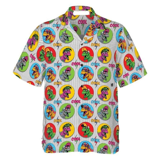 Dinosaur Hawaii Shirt Retro Cool Style Dinosaur Pattern Hawaiian Shirt Colorful Unisex