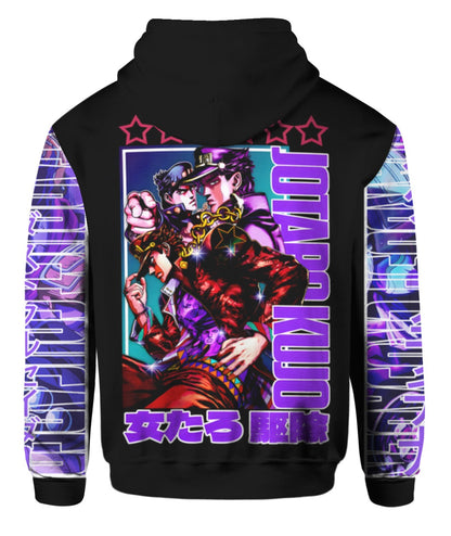 JoJo's Bizarre Adventure Zip Hoodie JoJo's Bizarre Adventure Jotaro Kujo Zip Hoodie Black Unisex