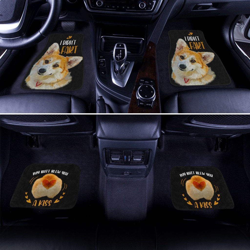 Dog Car Floor Mats Cute Corgi Face I Didn't Fart My Butt Blew You A Kiss Car Mats
