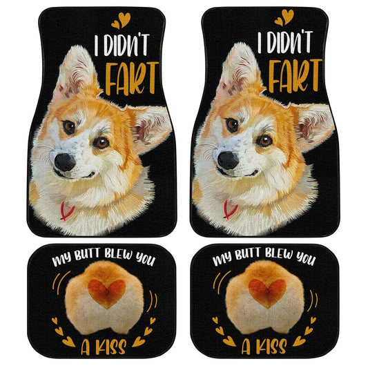 Dog Car Floor Mats Cute Corgi Face I Didn't Fart My Butt Blew You A Kiss Car Mats